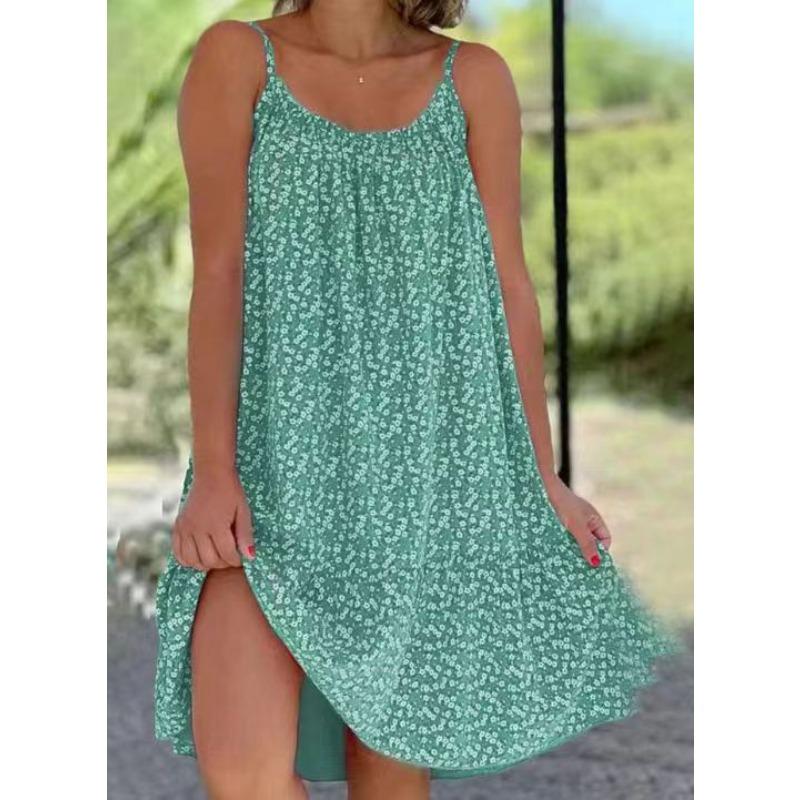 GMXIA Women's Fashion Summer Spring Polka Dot Print Sleeveless U-Neck Loose Casual Dresses