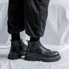Fashion Black thick soled men's boots Fashionable and versatile design styles Daily outdoor motorcycle Fashion party business shoes Hot