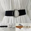 Belts for Women Black Simple Waist Casual Elastic Ladies Band Round Buckle Decoration Coat Sweater Fashion Dress Accessories