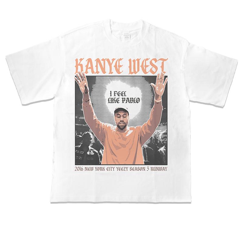 2025 Kanye West SZA Drake Fayaz Hip Hopový Umělec Americké Těžké Tričko s Krátkým Rukávem Streetové Tričko s Krátkým Rukávem