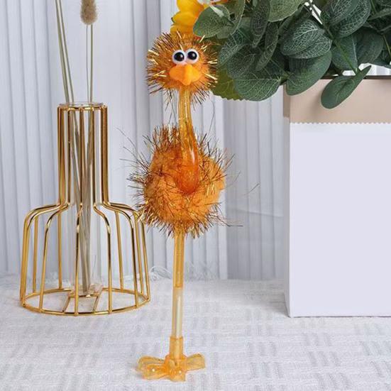 Penne Peluche Cartone Animato Struzzo Penne a Sfera in Plastica, Penna Divertente Autoportante, Punta 0,5 mm, Accessori Decorativi da Tavolo Scrittura Pelosa