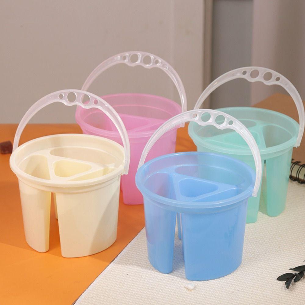 2 Pcs Translucent Paint Brush Wash Bucket Thickened Design Painting Pen Holder Watercolor
