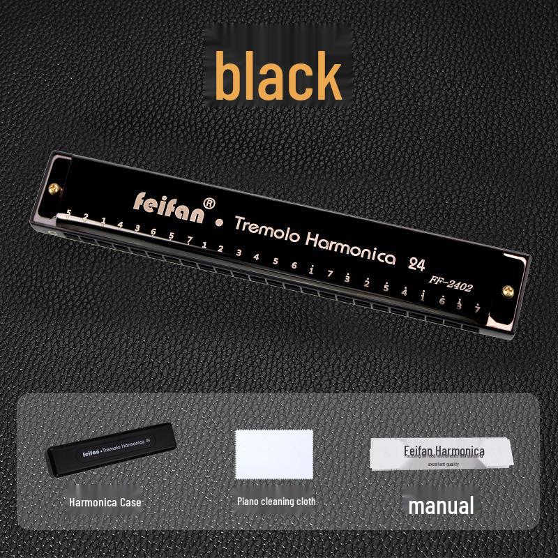 FEIFAN 24-Hole C Key Double Reed Harmonica for Students & Adults