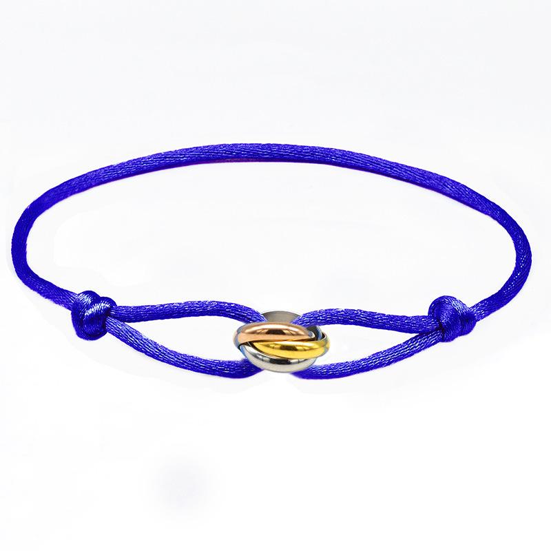 Dámský náramek Sailing Rope Tricolor In Black Cord náramek s kroužkem z nerezové oceli Vodotěsné šperky Boho pro ženy Nastavitelná délka s
