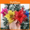 Splendido Fiore Artificiale Scintillante da 16 cm per Decorazione Albero di Natale in Argento Rosso e Oro