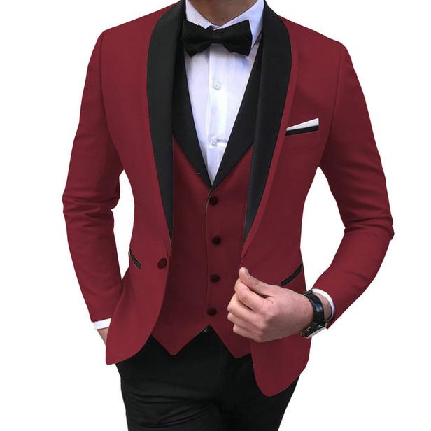Abiti da uomo 3 pezzi Costume da festa Abiti slim fit Giacca, pantaloni e gilet per matrimonio