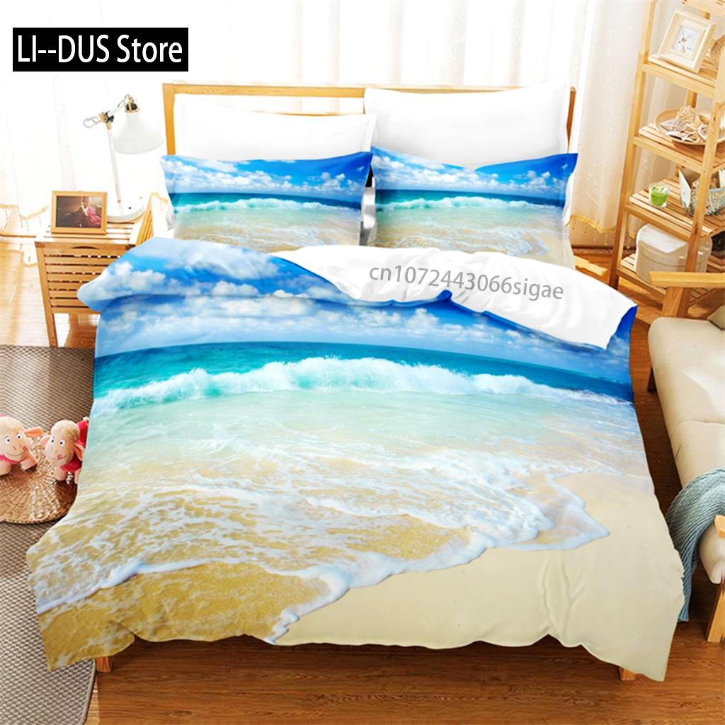 Comforter Seaside City Bedding Set 3D Bedding Digital Printing Queen Size Bed Set Fashion Design