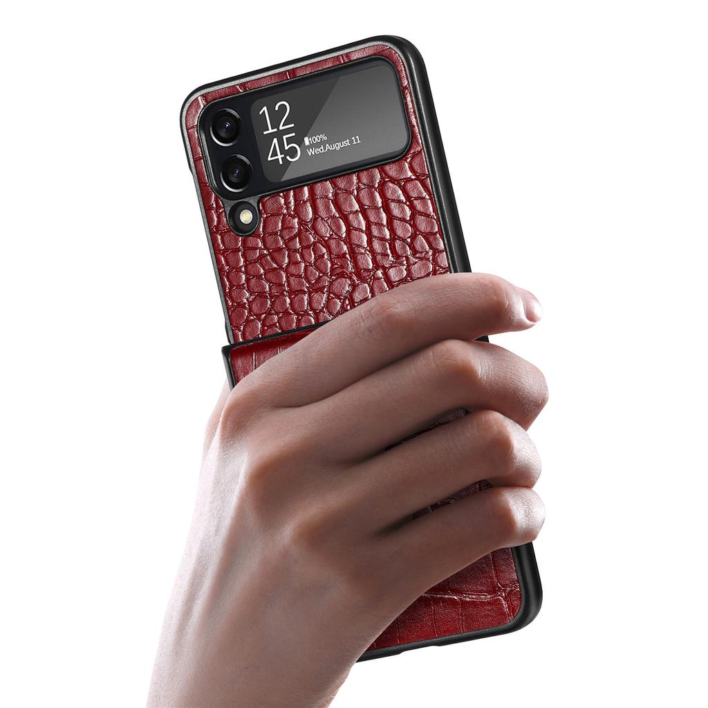 Anti -Glare Crocodile Leather Phone Case For Samsung Galaxy Z Flip 4 5g Flip4 Flip3 Flip 3 Non -Slip Business Cover Funda