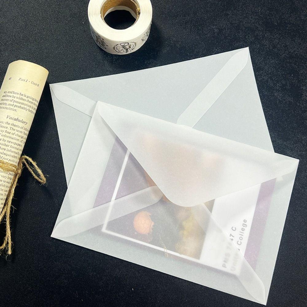 50Pcs/Pack Matte Frosted Vellum Paper Envelopes Simple Wedding Invitation Pouch  for Photos Storing