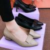 Fashion Ladies Pumps Moccasins Normal Leather Casual Black Low Heel Elegant Pointed Toe Women's Shoes Office High Quality Korean Style E