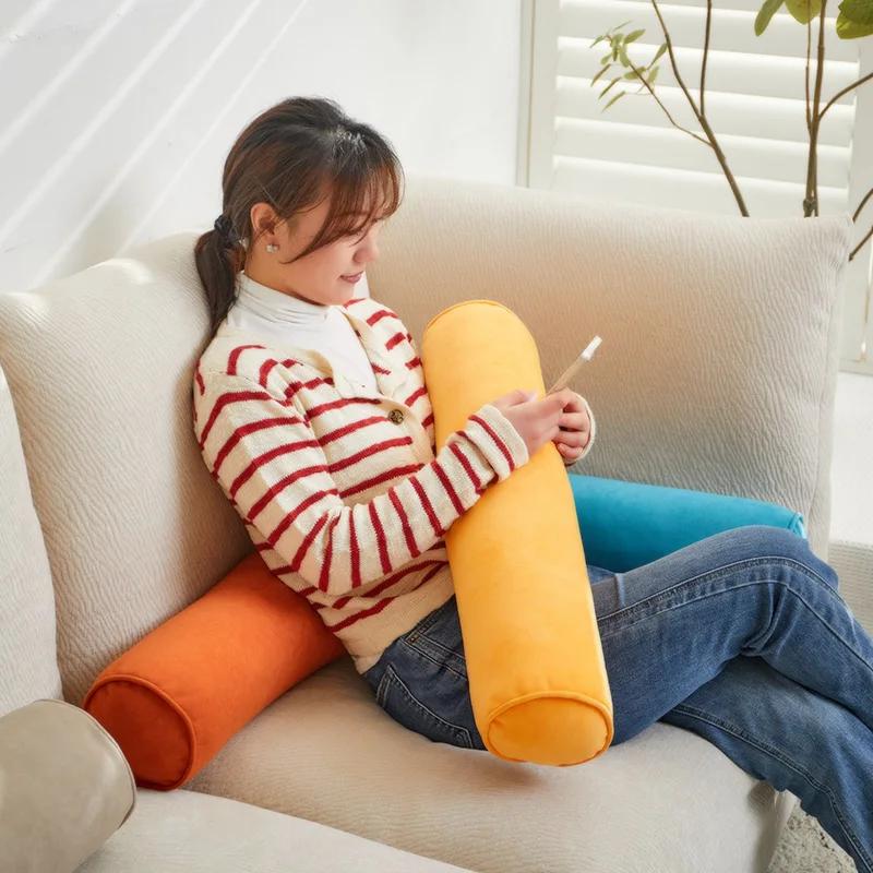 Long Body Pillow Round Cushion Head Leg Back Support Backrest Pillow for Sofa Bed Roll Cushion Removable Washable