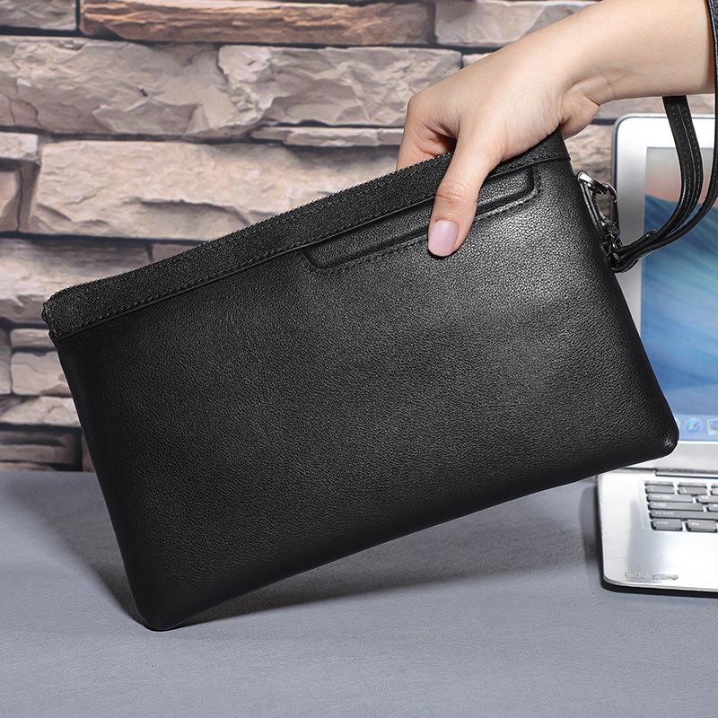 New Fashionable Men's Genuine Leather Handbag with A Layered Cowhide and Large Capacity Long Clutch Wallet