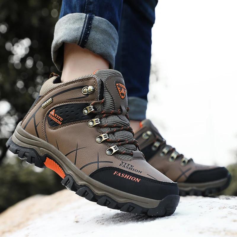 Men Shoes Winter Warm Snow Boots Cotton Shoes Men Outdoor Leather Casual Sneakers High Top Hiking Run Ankle Boots Zapatos Hombre