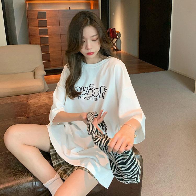 High Street Letter Print Young Girl Short Sleeved T-shirts for Women's Summer Casual Loose T Shirt Harajuku Streetwear Tshirt White Y2k Tops