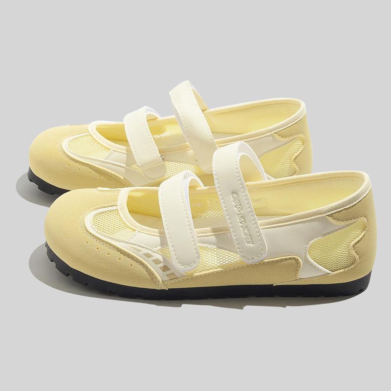 Low-cut Women's Shoes Velcro Round Toe White Shoes Flat-bottomed Breathable Single Shoes