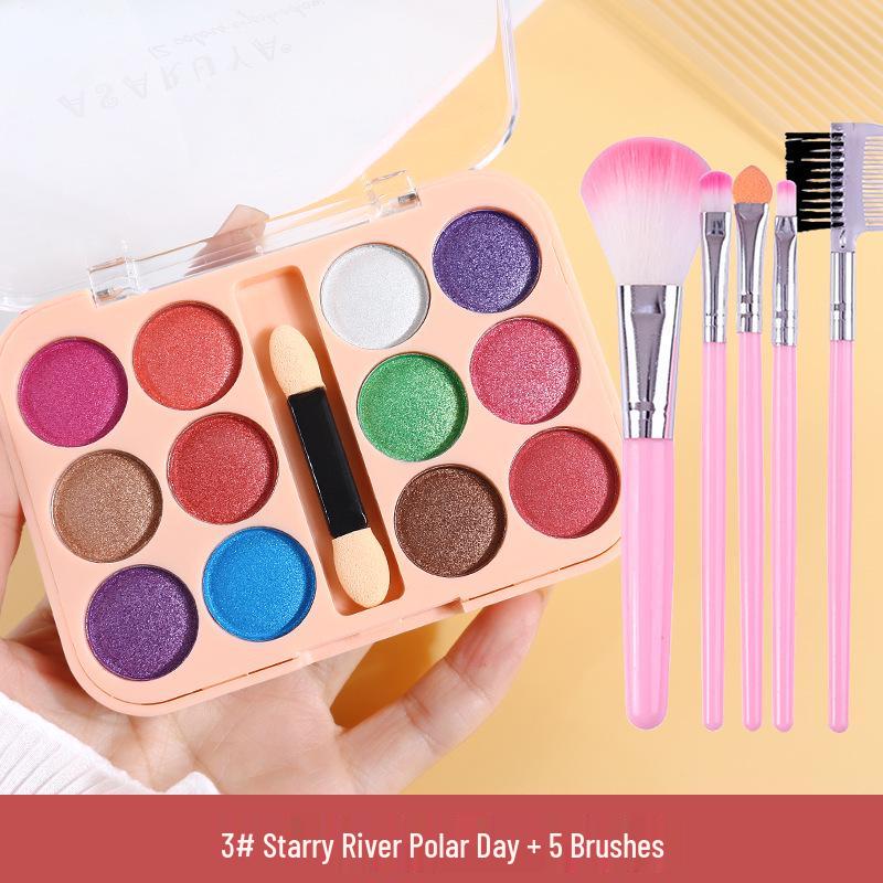 Children's Day Sparkling Eyeshadow Palette - Pearlescent Glitter In Blue, Green, Purple for Stage Makeup