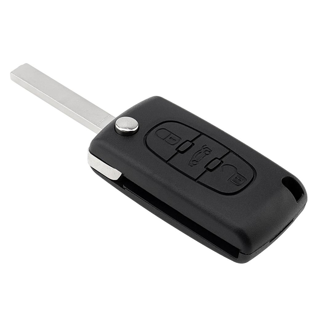 3tlačítkový náhradní skládací klíček do auta pro 207 307 308 407 / Citroen C1 C2 C3 C4 s kroužkem na klíče, šroubovákem, skořepina klíče do auta odolná proti opotřebení