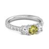 Peridot Triple Stone Pavé Band Ring - 925 Sterling Silver