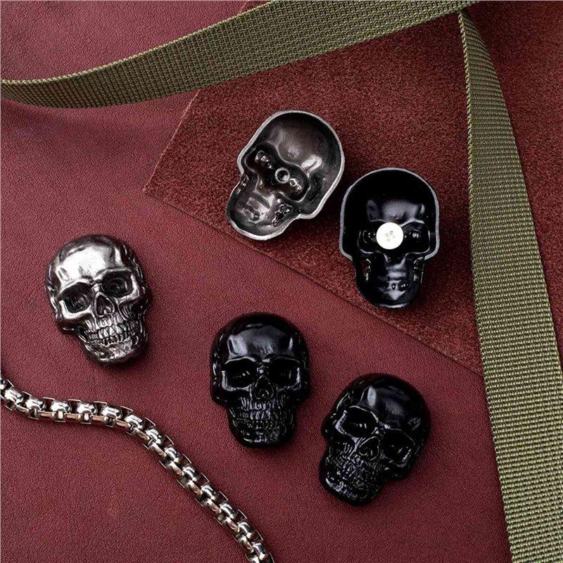 Fresh 12Pcs Skull Rivets Studs For Clothing, Gothic Style Skull Head Buttons Screws With Drilling Tool, 3D Skeleton Pins