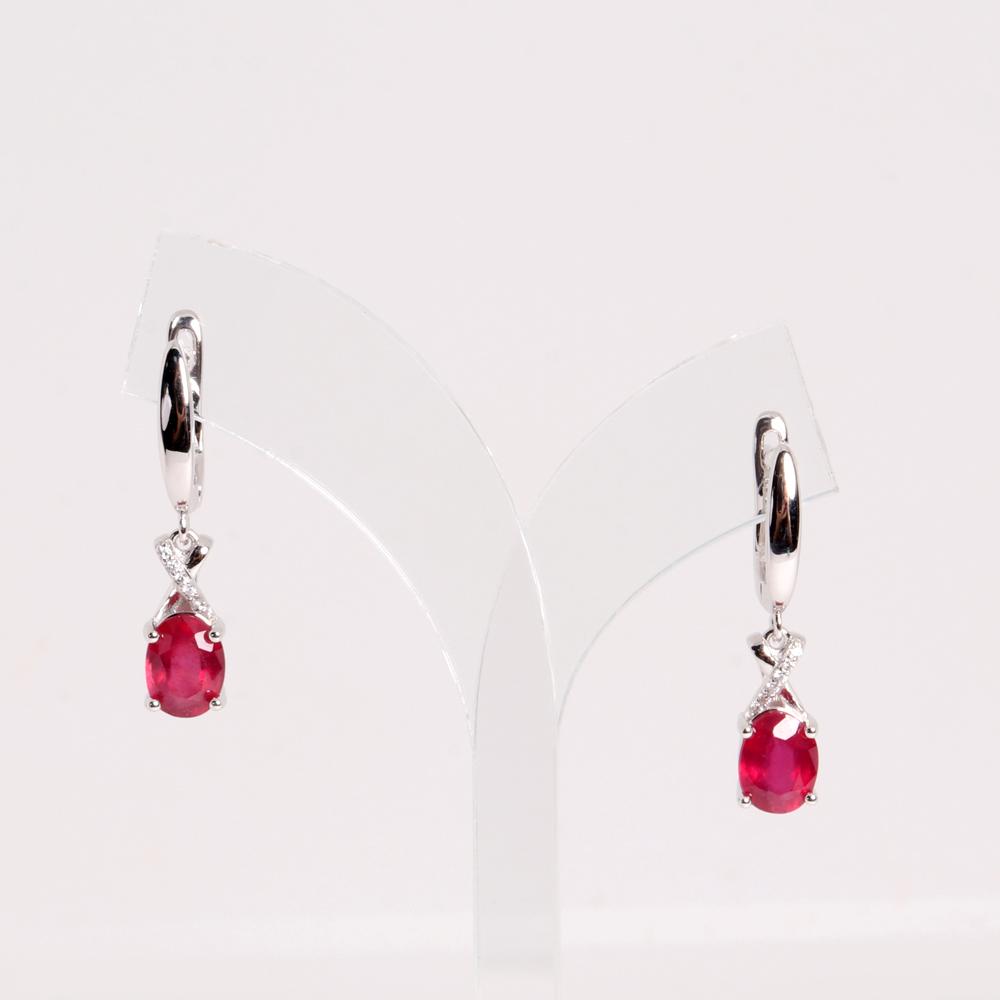 Edle und elegante Ohrringe aus Sterlingsilber mit echtem, natürlichem Rubin für Frauen, Verlobungs-, Jubiläums- und Bankettgeschenke