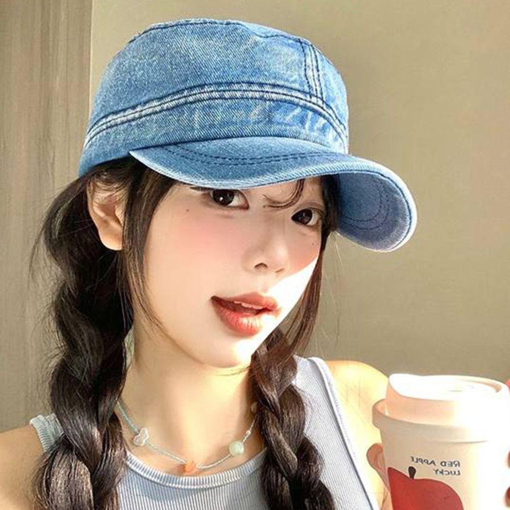 Demin Peaked Cap Vintage Cadet Cap Casual Baseball Hat  Men Women