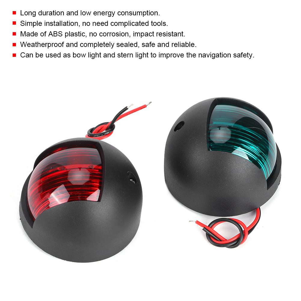 12V Runde LED Navigationsleuchte Wasserdicht Backbord Steuerbord Lampe für Marineboot Yacht Schwarzes Gehäuse RotGrün