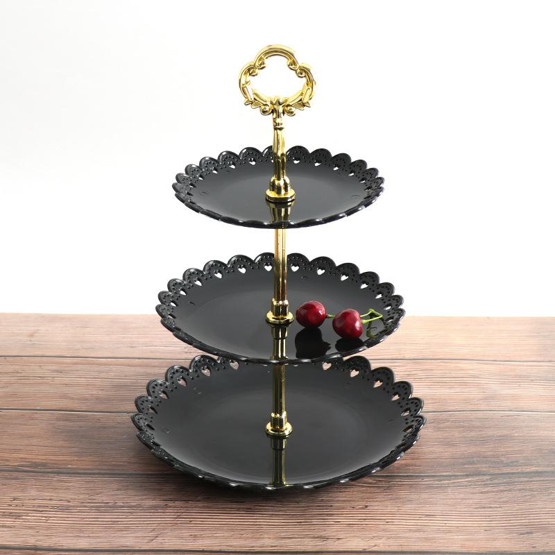 3 Layer Cake Stand Fruit Plate Tray Display Birthday Party Dessert Wedding Three Layer Cake Count Heart Rack Dessert Plate