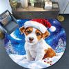 Christmas Puppy Round Area Rug,Carpet Rug for Living Room Bedroom Sofa Playroom Decor,Non-slip Floor Mat