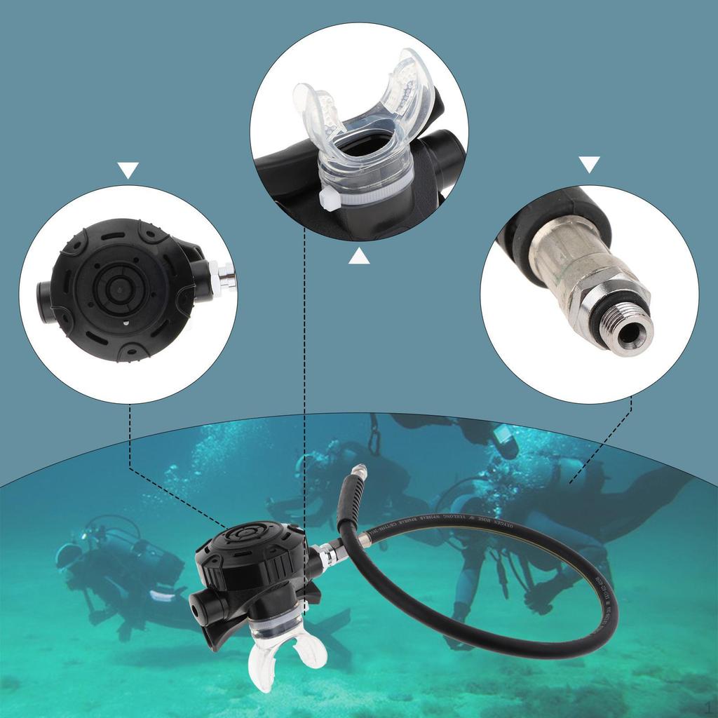 2ND Stage Diving Regulator with Transparent Mouthpiece Breathing Tube Breath Adjuster Snorkel