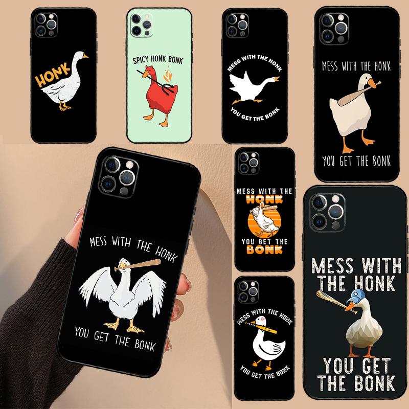 Duck Goose Honk Bonk Funny Meme Phone Case For iPhone 17 16 15 14 13 12 11 Pro Max mini 16 Plus 16e 17 Air Protective Cover