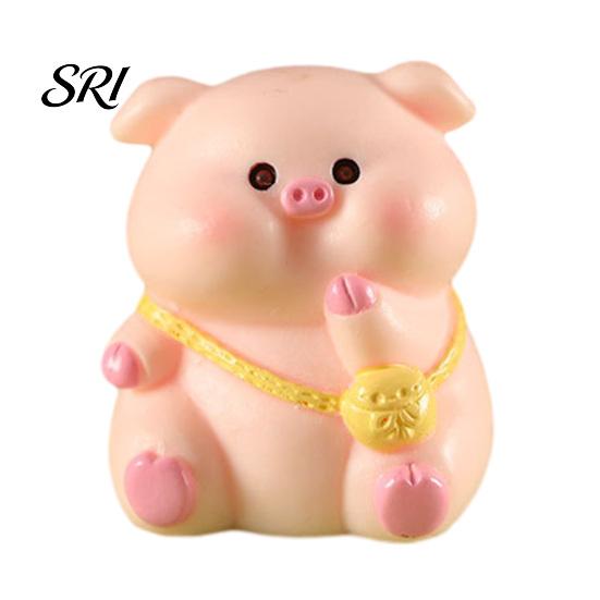 Animal Desk Accessory Pig Ornament Small Pink Piglet Synthetic Resin Figurine Decor with Raincoat Yellow Duck Micro Landscape