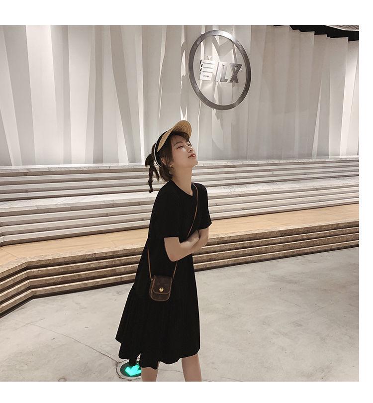 Trendy Maternity Summer Dress: Loose, Irregular Mid-Length, Short Sleeve