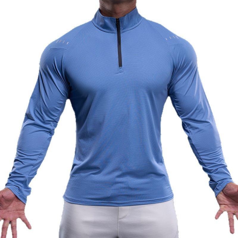 New Stand-up Collar Half Zipper Sweatshirt Sports Men's Long-sleeved Casual Slim Outdoor Sweatshirt Men