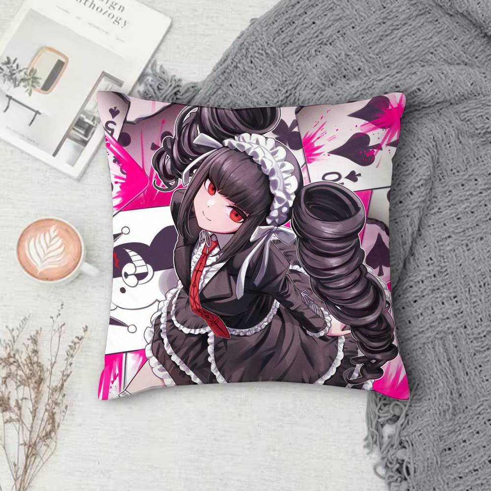 DDanganronpa Doublesided Printed Square Decorative Cushion Cover for Sofa Living Room Home Decor