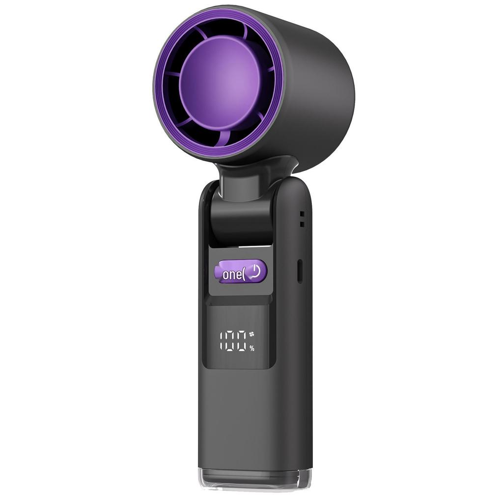 100-Speed Foldable Mini Handheld Fan with Ice Compress, LED, and Neck-Hanging Function