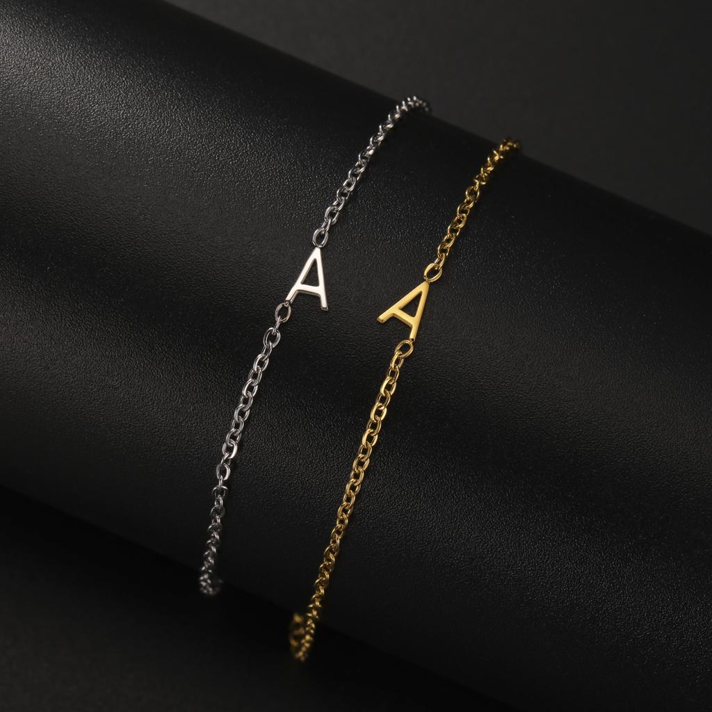 Cazador Custom Initial Letter Women's Bracelets Stainless Steel A-Z Alphabet Heart Personalized Bracelets Jewelry Birthday Gift