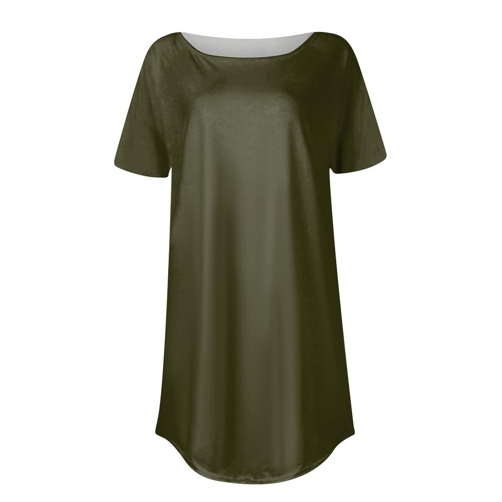 Moda dame ocazional umăr pozitiv decolteu rotund culoare solidă cu mânecă scurtă pulover Top