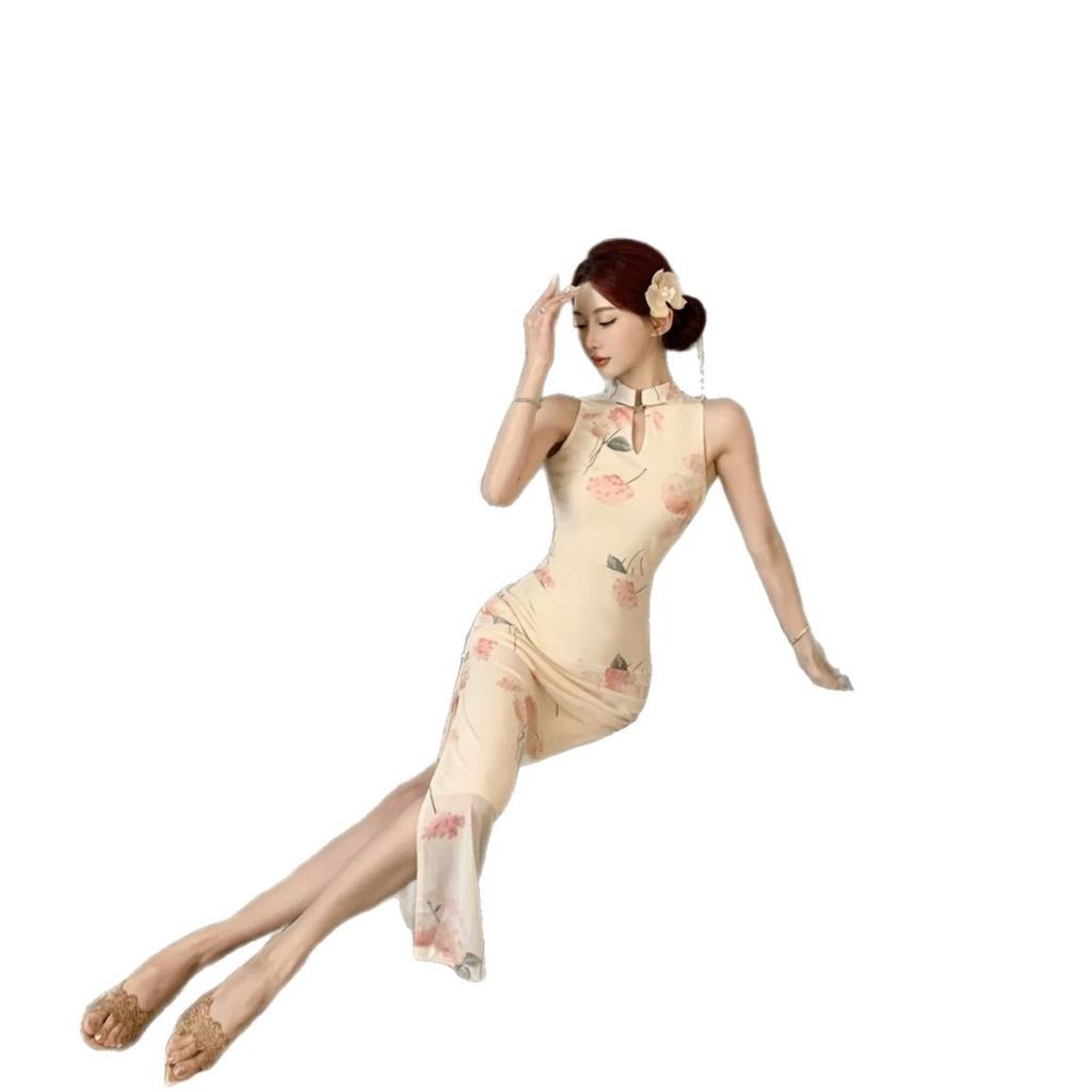 High Slit Women's Clothing Retro National Style Tight Daily Improvement Cheongsam Women's Year Slim Mesh New Chinese Dress