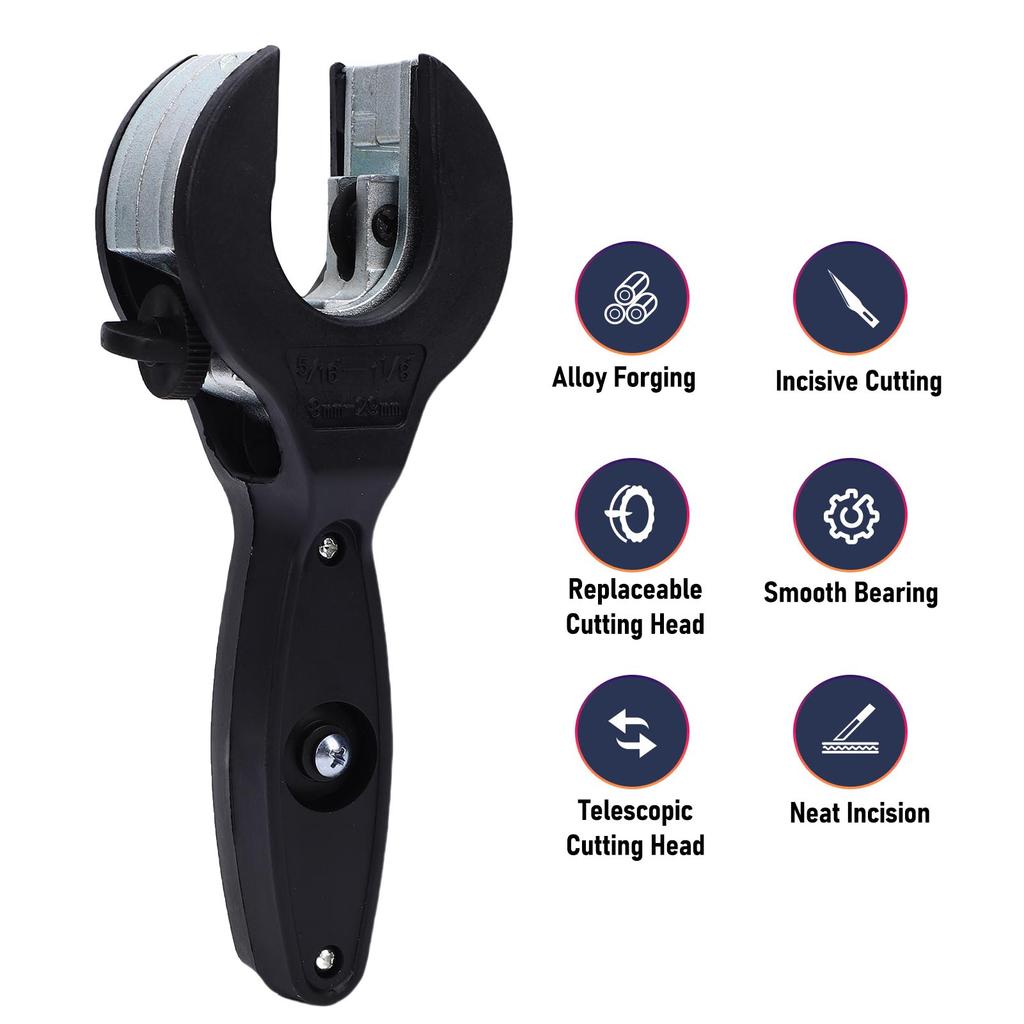 Rohrschneider mit drehbarem Kopf, Legierungsschneidkopf, Mechanismus 8-29 mm, Zinklegierung, Schnellzerlegungssystem, Lager, Mehrere Rollen für