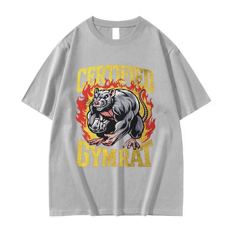 Certified Gym Rat Funny Capybara Meme T Shirts Mens Vintage Fashion ONeck Weightlifting Short Sleeve Tshirt Unisex Streetwear
