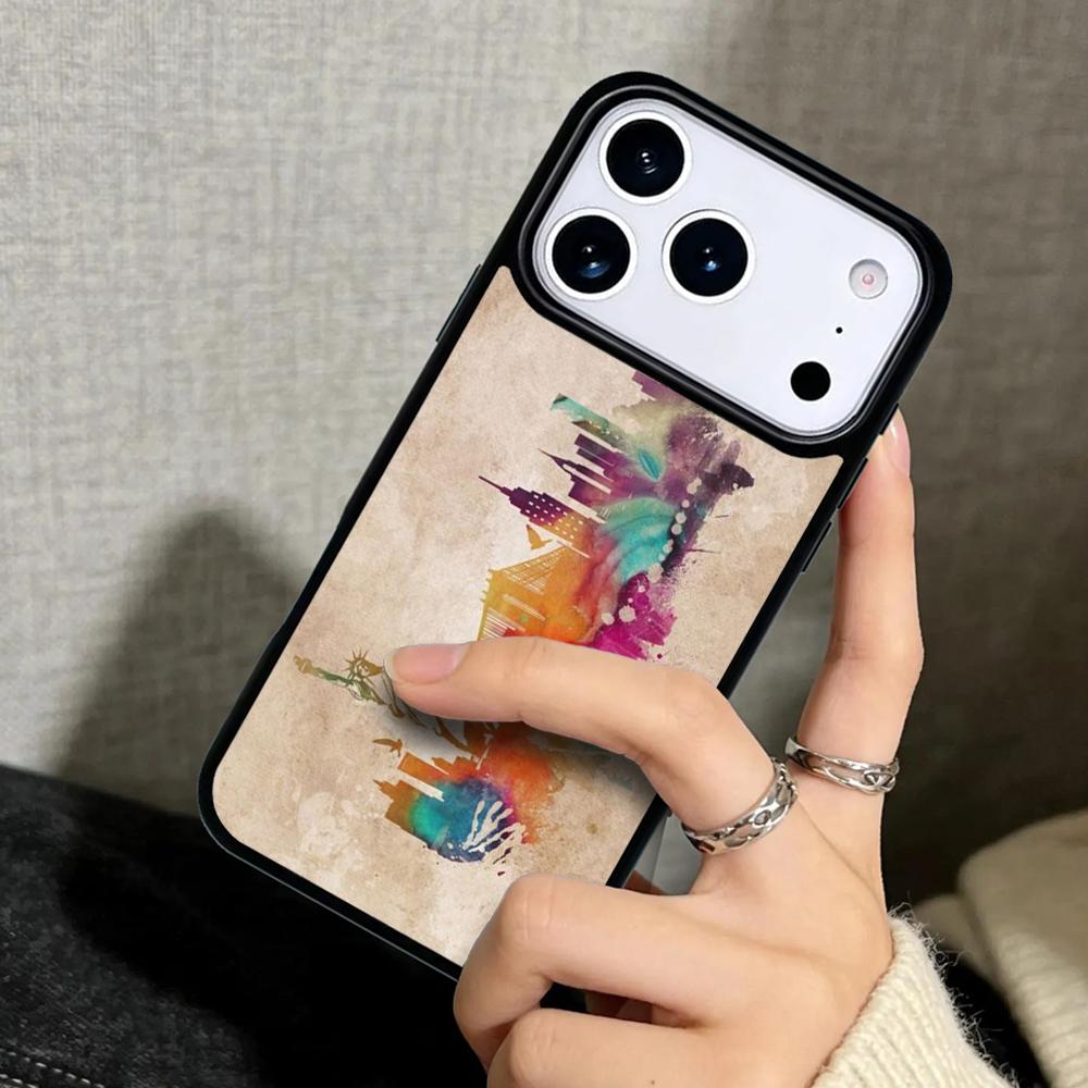 Hülle Case für iPhone 17 Air 16 Pro Max 15 Plus 11 13 Mini 14 12 Rückseite Handyhülle New York City weich
