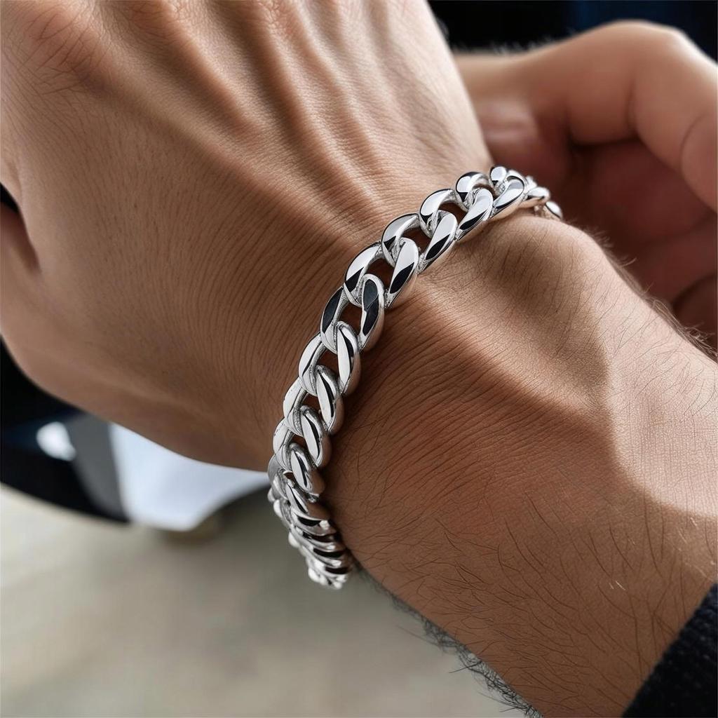 Silver Men' Bracelet 925 SILVER Diamond 6mm Gift