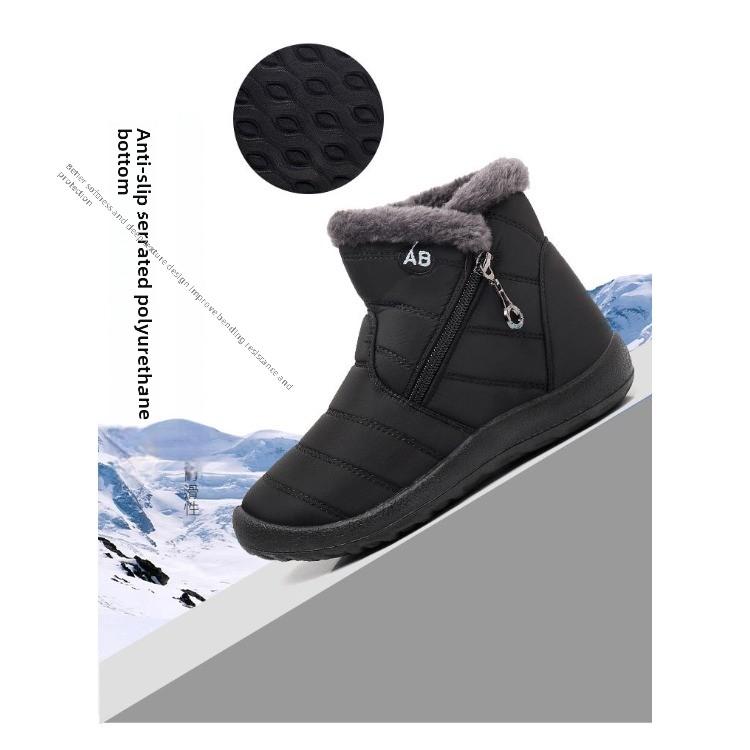 Baumwollstiefel für Damen und Herren High-Top-Schneestiefel mit Reißverschluss Wasserdichte, verdickte Baumwollschuhe