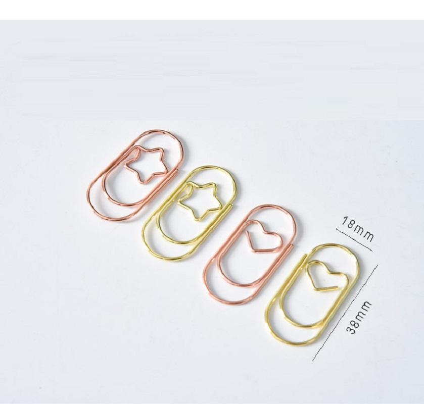 Gold-Plated Five-Pointed Star Love Paper Clips Widened Large Paper Clips Office Documents Sorting Paper Clips Metal Paper Clips