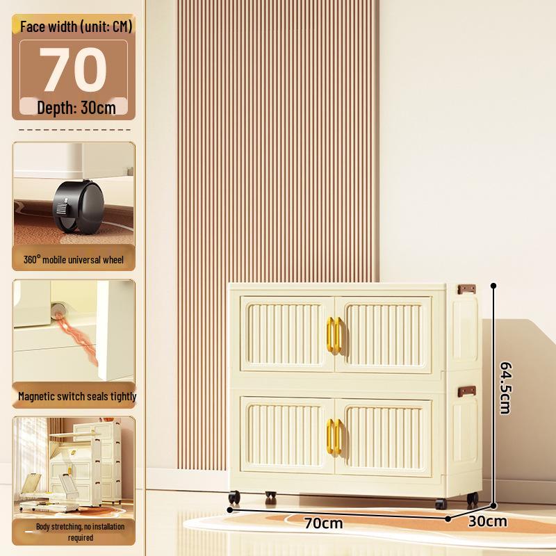 70-90cm No-Install Folding Storage Cabinet for Home, Living Room, Bedroom, Multi-layer Wardrobe, Sundries Organizer.