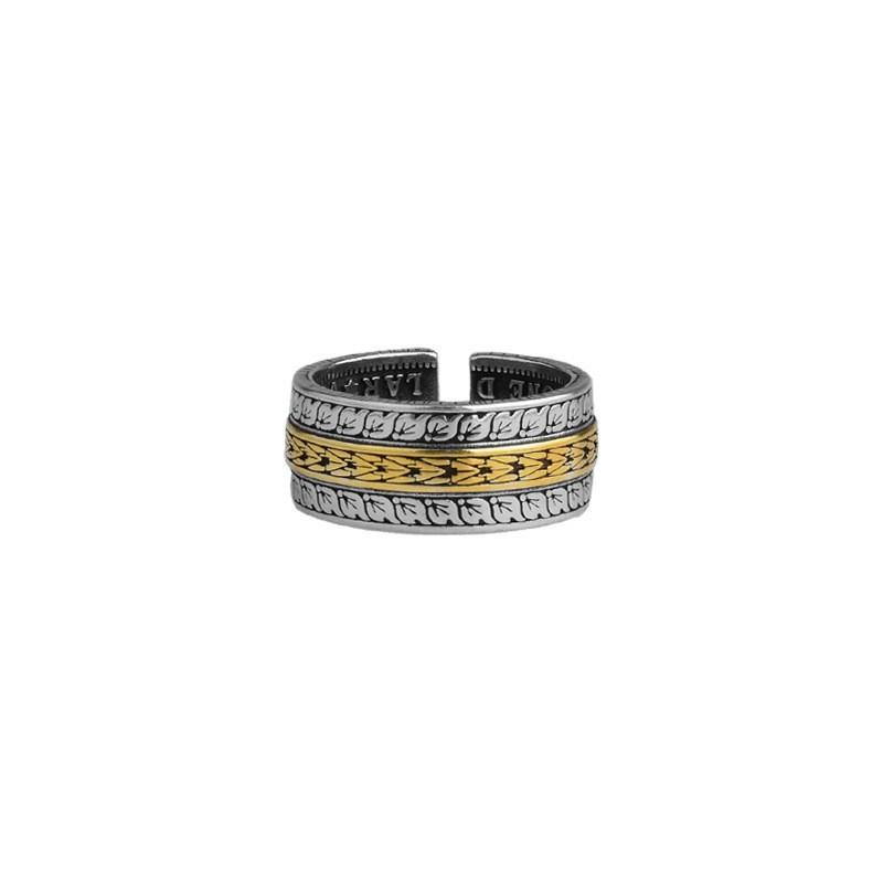Adjustable Open Ring Men Women Vintage Coin Motif Geometric Silver-Plated Statement Retro Boho Chic Jewelry Adjustable Open Band