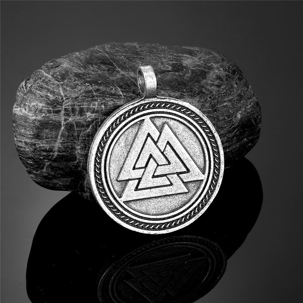Viking Runes Valknut Pendant Mens Stainless Steel Necklace Norse Jewelry Vegvisir Amulet Steampunk Keychain Dropship