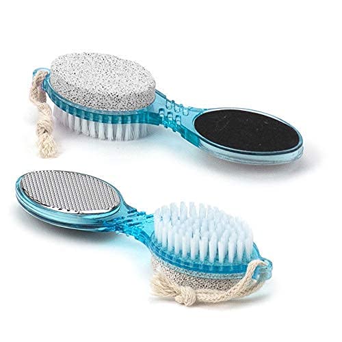 Brushman 4 In 1 Pedicure Paddle Kit Tool with Pumice Stone for Feet, Foot Hand Toe Nail Cleaning Brush, Metal File and Emery Board, Manicure Pedicur