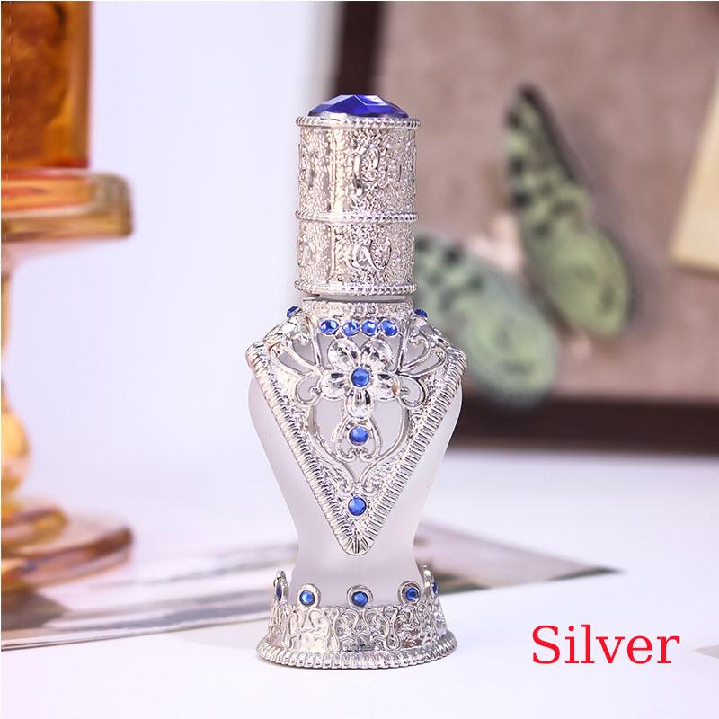 

8Ml Arabian Style Antiqued Metal Arabian Style Essential Oil Bottles Refillable Perfume Bottles Decoration Gifts серебряный