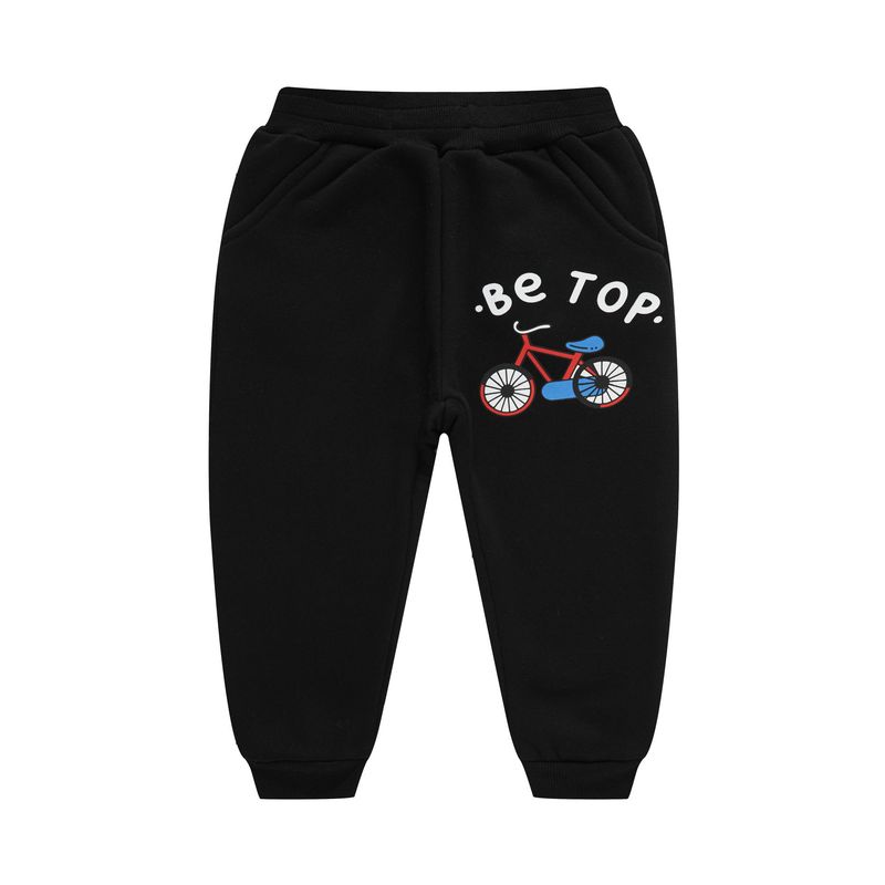 Children's Clothing Autumn and Winter Boy Pants Fleece-Lined Pants Baby Boys' Sports Pants Children's Fleece Pants Kids Excavator Bicycle